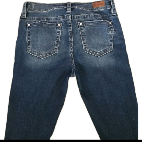 Miss Me Womens Dark Wash Heaven Mid Rise Skinny Jean With Rhinestones 30 - Picture 5 of 13